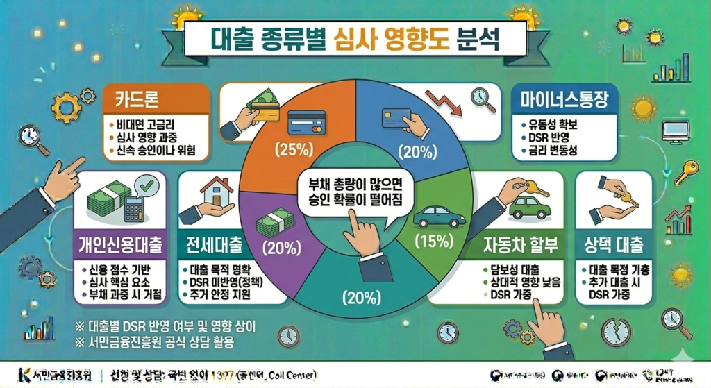 대출 종류 별 심사 영향도