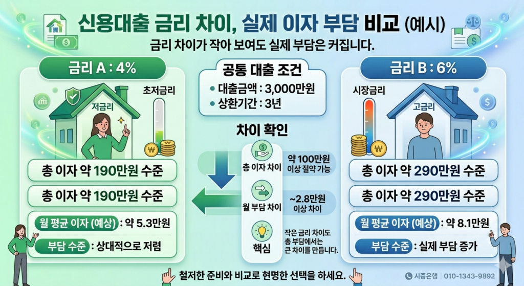 신용대출 금리 이자 비교