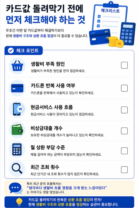 카드값 돌려막기 체크리스트