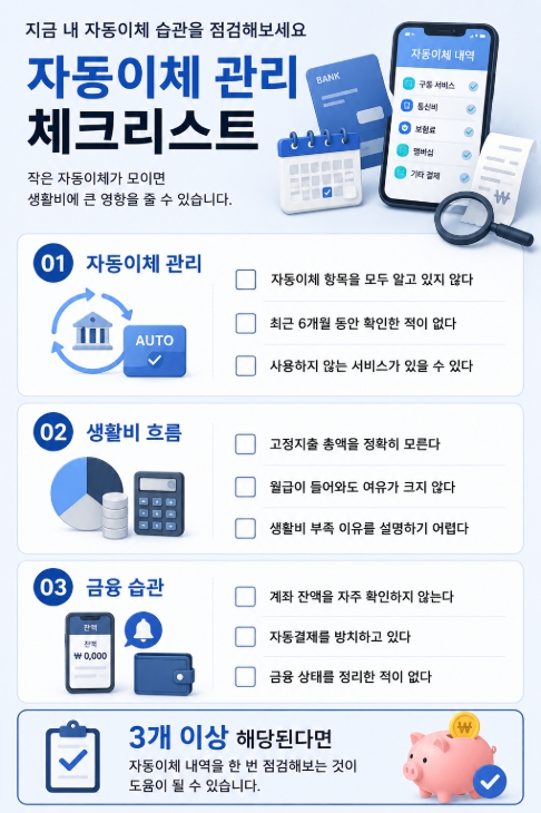 자동이체 관리 체크리스트