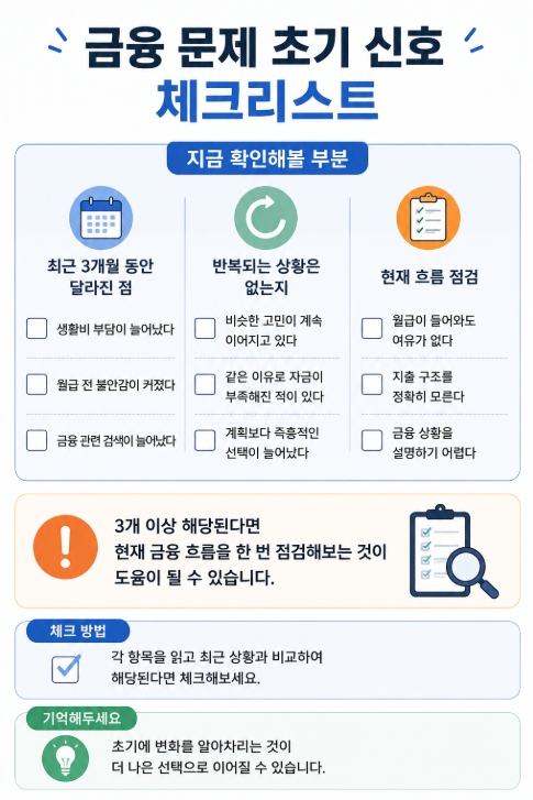 금융 문제 초기 신호 체크리스트