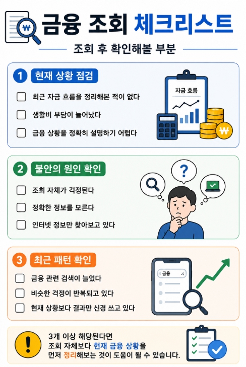 금융 조회 체크리스트