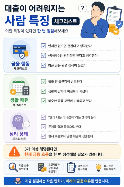 대출이 어려워지는 사람 특징 체크리스트