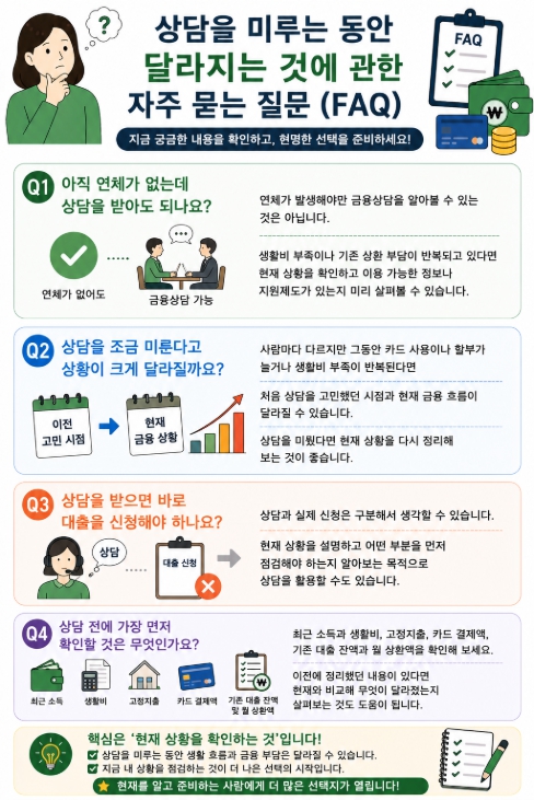 상담을 미루는 동안 달라지는 것에 관한 자주 묻는 질문