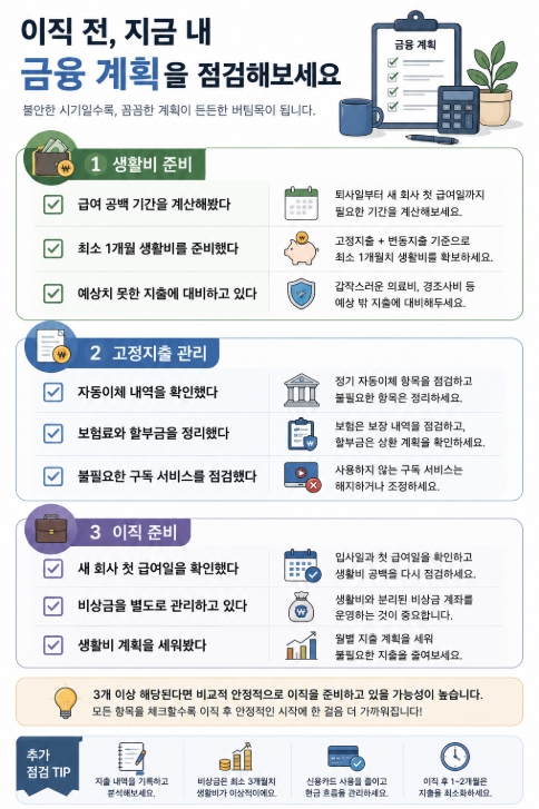 이직 전 금융 계획 체크리스트