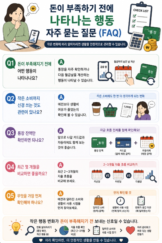 돈이 부족하기 전에 나타나는 행동에 관한 자주 묻는 질문