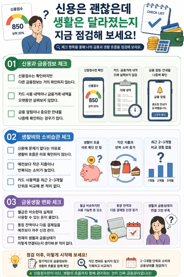 신용점수와 생활비 흐름의 변화를 점검하는 체크리스트