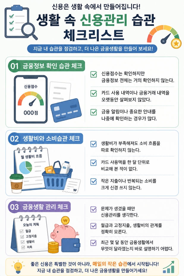 생활 속 신용관리 습관을 확인하는 체크리스트