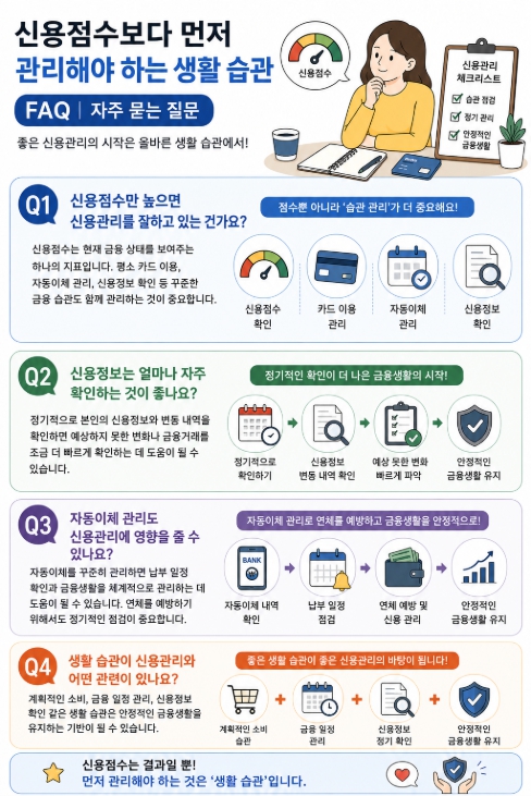 신용점수보다 먼저 관리해야 하는 생활 습관 FAQ