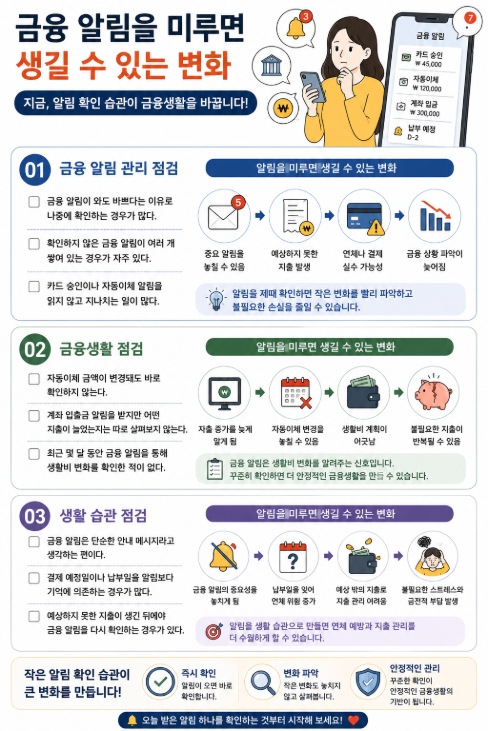 금융 알림을 미루면 생길 수 있는 변화 체크리스트