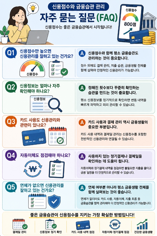 신용점수와 금융습관 관리에 관한 자주 묻는 질문