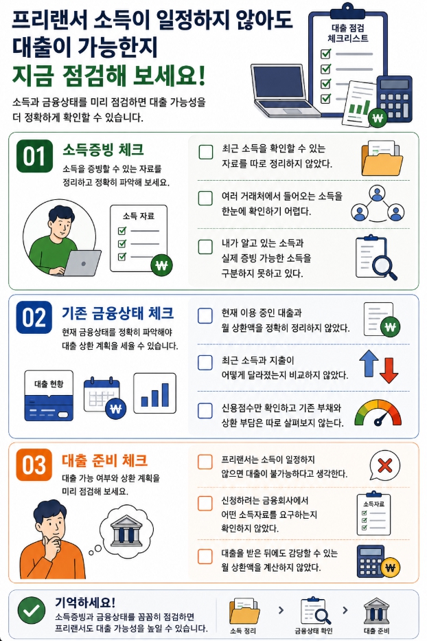 소득이 일정하지 않은 프리랜서의 대출 소득증빙과 금융상태 점검 체크리스트