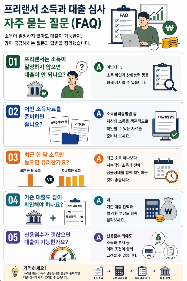 프리랜서 소득과 대출 심사에 관한 자주 묻는 질문
