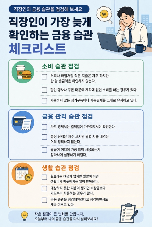 직장인이 가장 늦게 확인하는 금융 습관 체크리스트