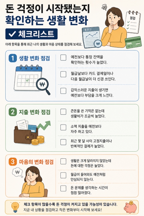 돈 걱정이 시작됐는지 확인하는 생활 변화 체크리스트