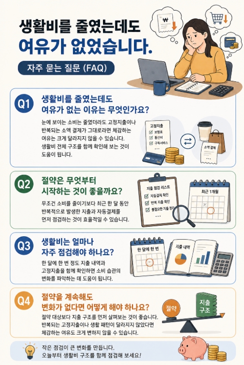 생활비를 줄였는데도 여유가 없었습니다 FAQ