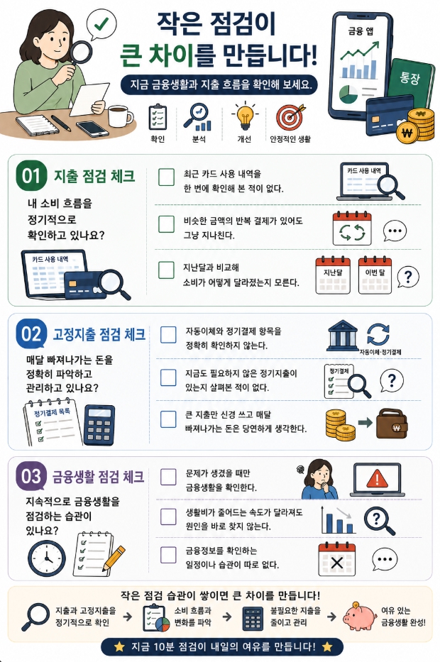 금융생활의 작은 점검과 지출 흐름을 확인하는 체크리스트