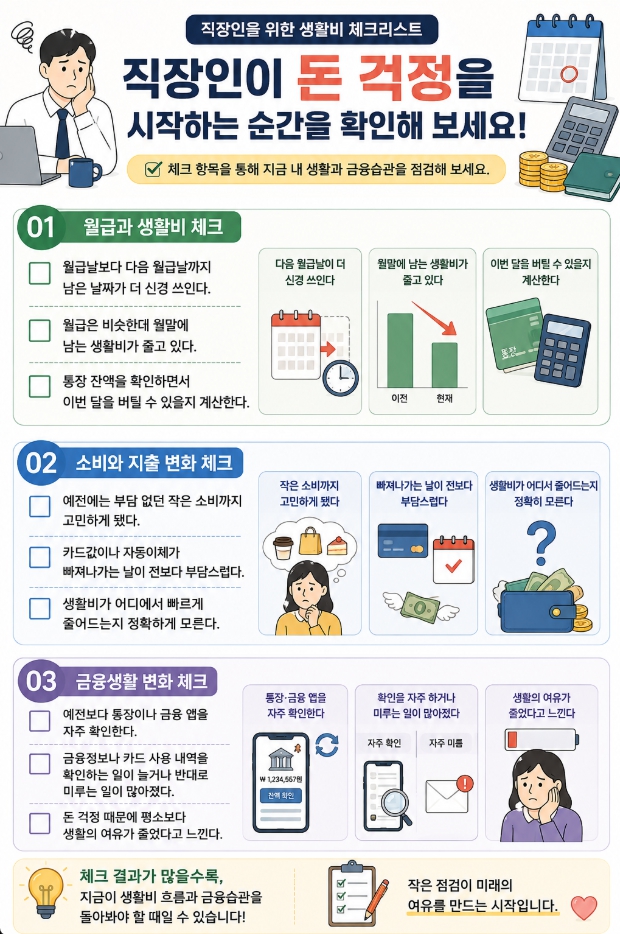 직장인이 돈 걱정을 시작하는 순간을 확인하는 생활비 체크리스트