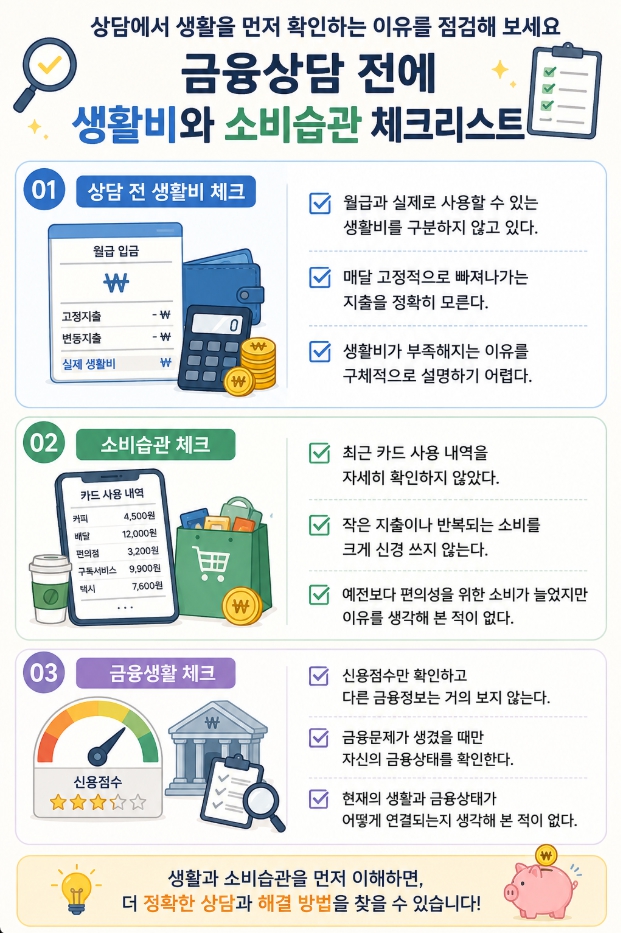 금융상담 전에 생활비와 소비습관을 점검하는 체크리스트