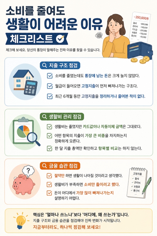 소비를 줄여도 생활이 어려운 이유 체크리스트