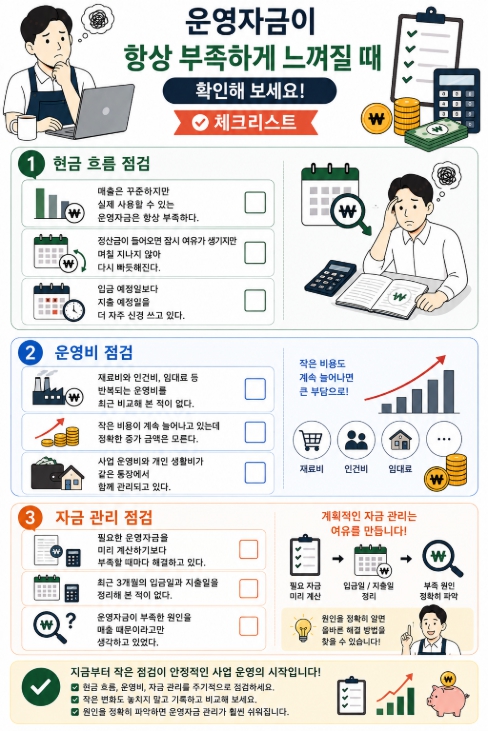 운영자금이 항상 부족하게 느껴질 때 체크리스트