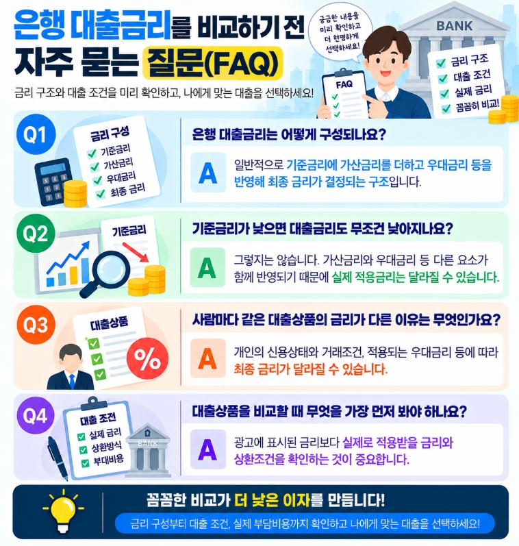 은행 대출금리 결정 방식에 관한 자주 묻는 질문