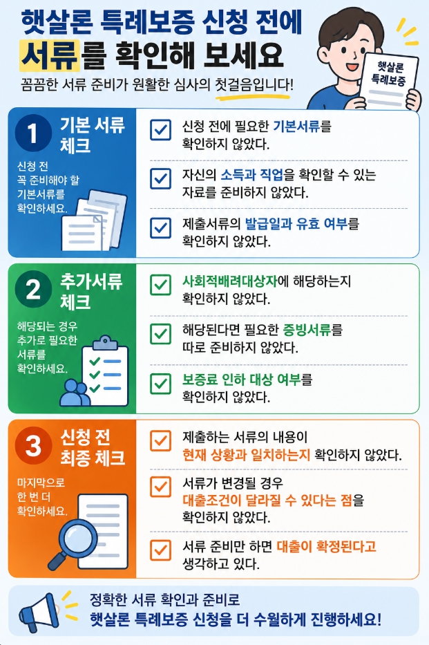 햇살론 특례보증 신청 전 필요한 서류를 확인하는 체크리스트