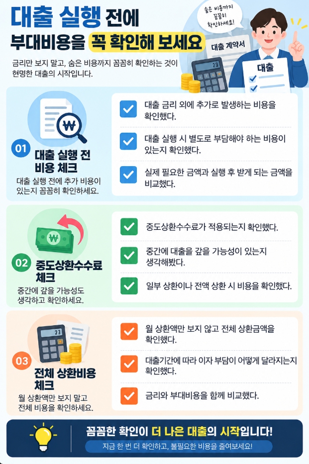 대출 실행 전 금리와 부대비용을 확인하는 체크리스트