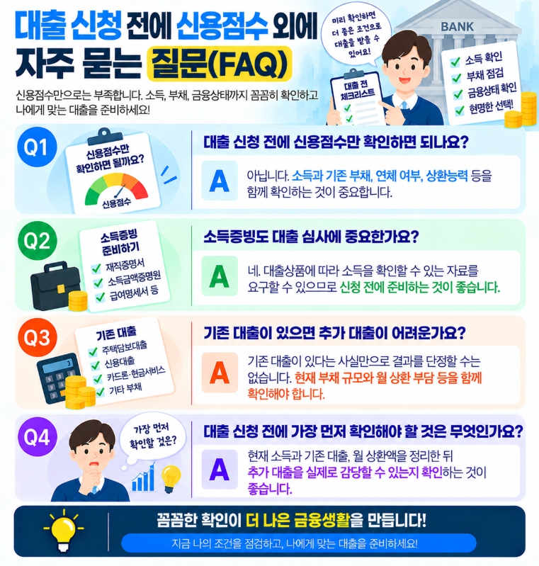 대출 신청 전 신용점수 외 확인사항에 관한 자주 묻는 질문