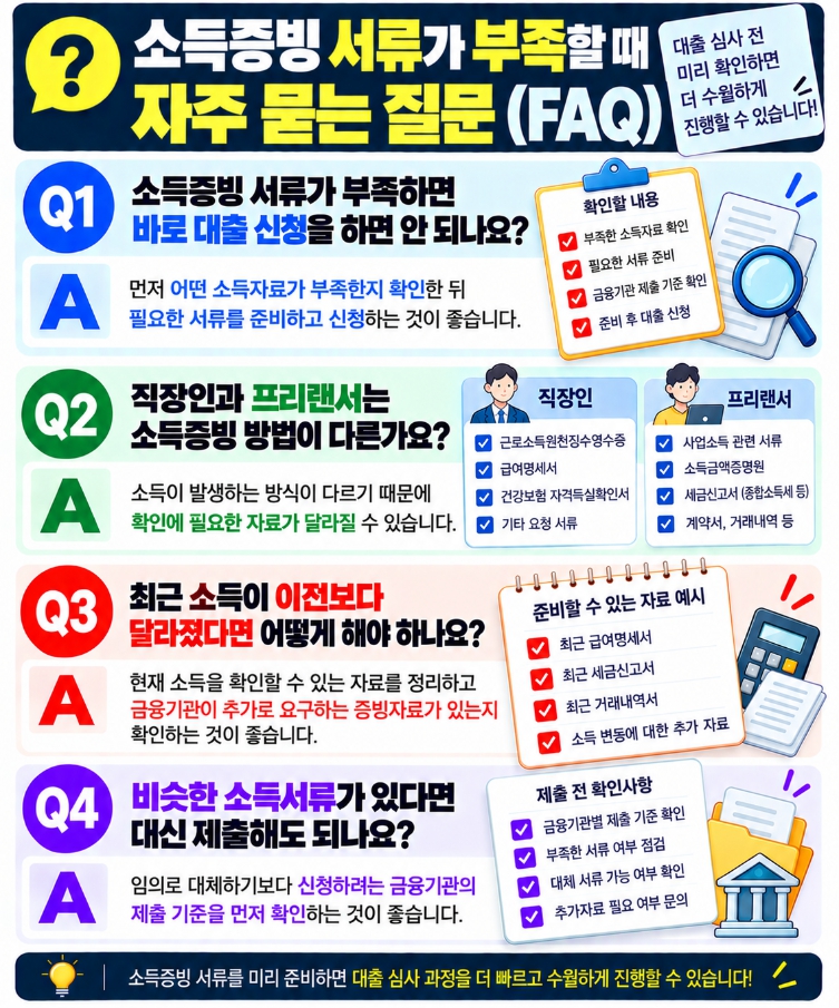소득증빙 서류와 대출 심사에 관한 자주 묻는 질문