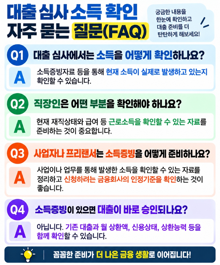 대출 심사에서 소득을 확인하는 방법에 관한 자주 묻는 질문