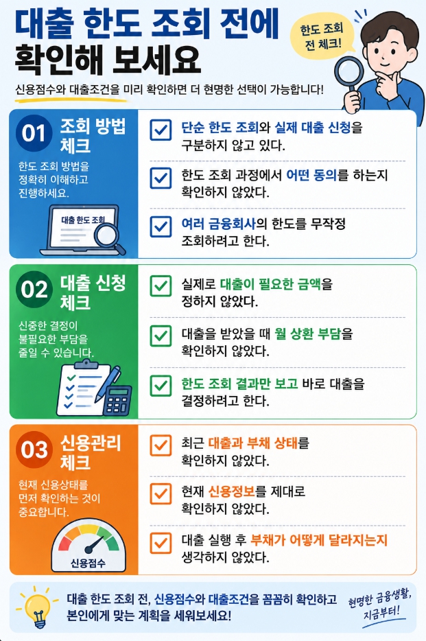 대출 한도 조회 전 신용점수와 대출조건을 확인하는 체크리스트