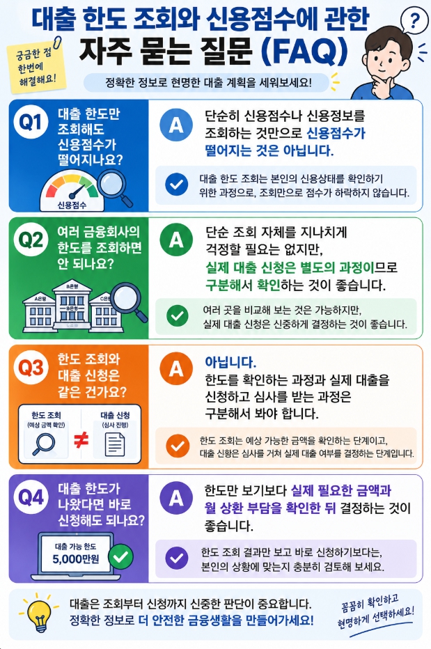 대출 한도 조회와 신용점수에 관한 자주 묻는 질문