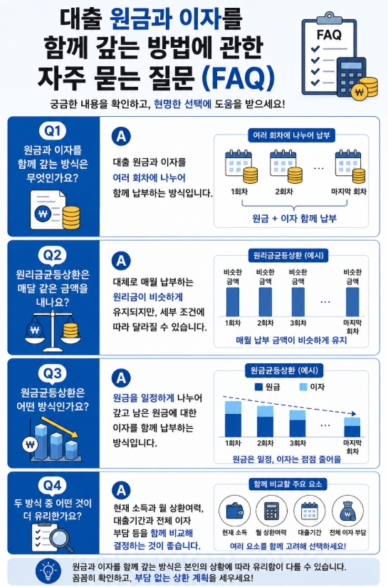 대출 원금과 이자를 함께 갚는 방법에 관한 자주 묻는 질문
