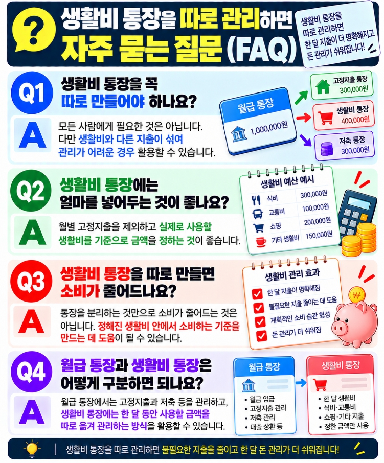 생활비 통장 분리와 월급 관리에 관한 자주 묻는 질문